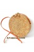 Ata round bag flower pattern with ribbon clip and leather strap